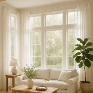 Pottery Barn Classic Voile Drape 50x63 White Cotton Curtain